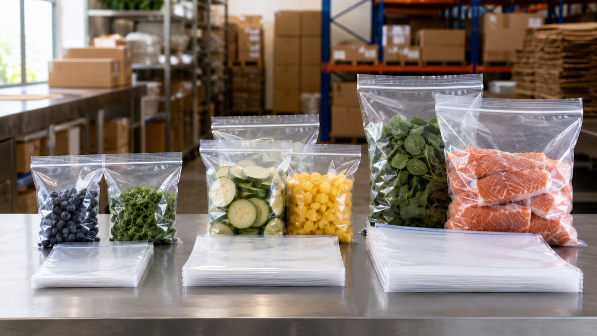 200×250mm, 250×300mm and 300×380mm commercial freezer bag sizes for Australian food businesses