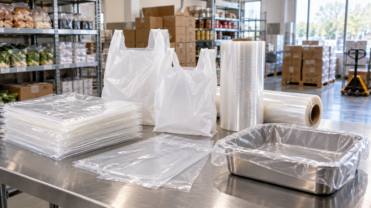 Food grade plastic bags and commercial food packaging for restaurants and butchers