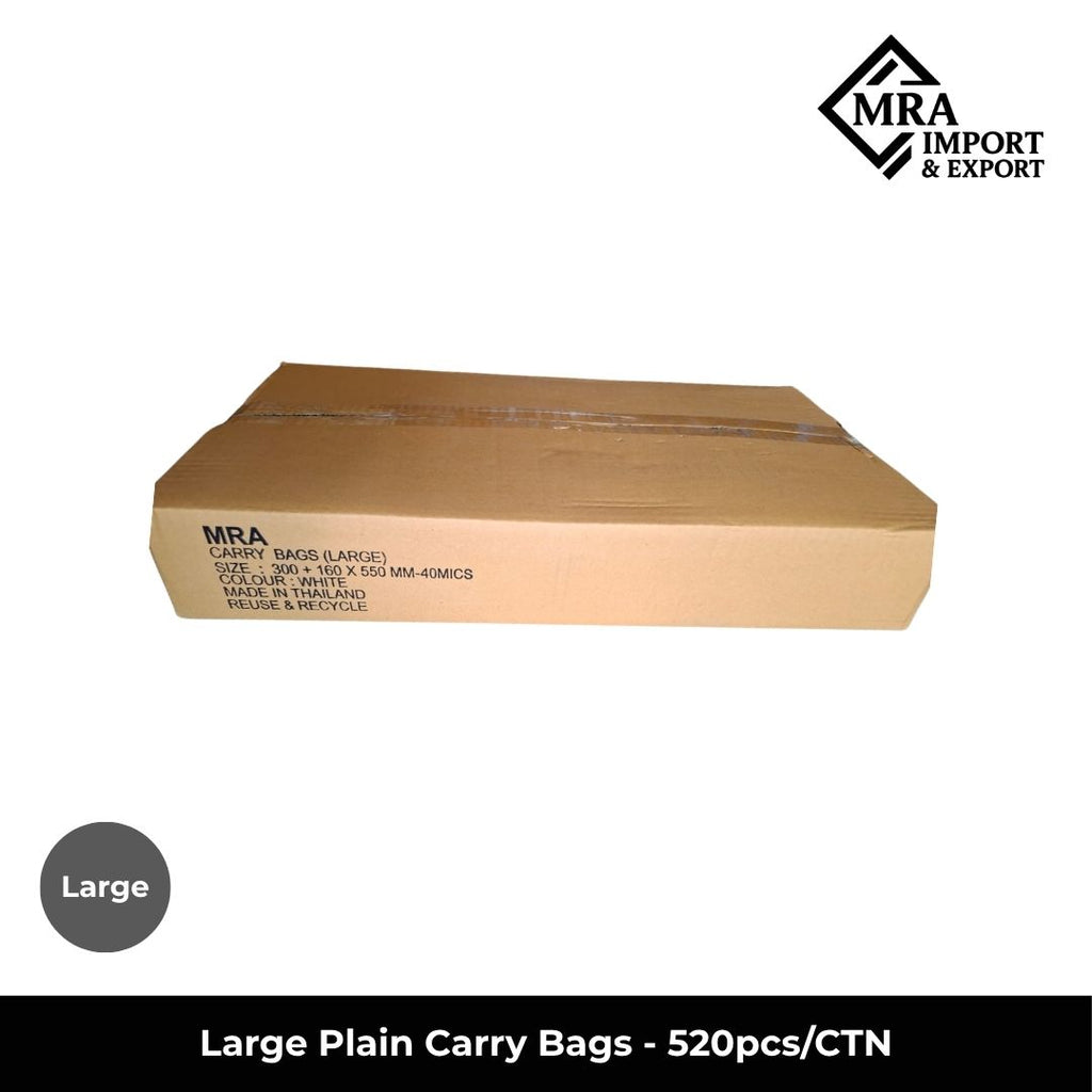 Large White Plain Carry Bags – 520pcs/CTN