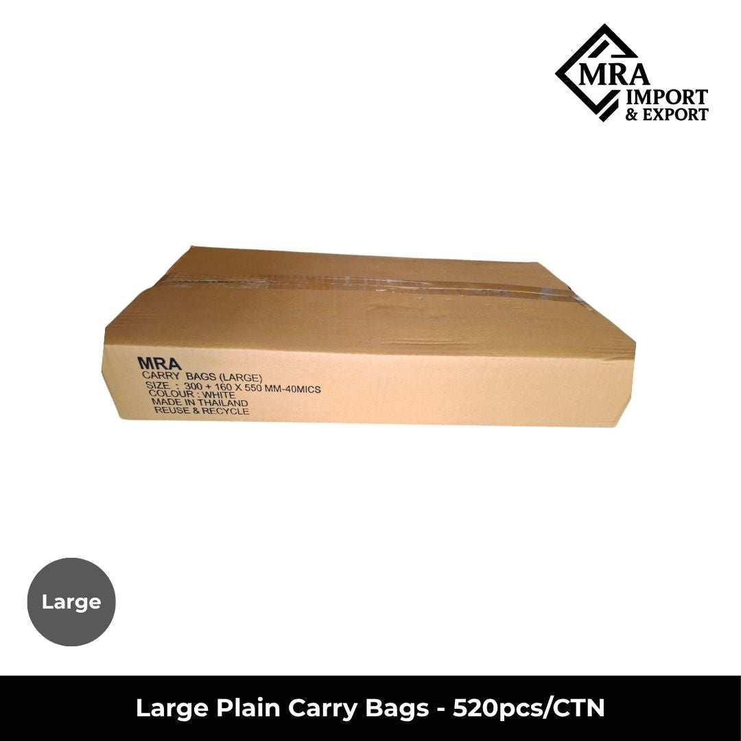 Large White Plain Carry Bags – 520pcs/CTN