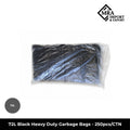 72L black heavy duty garbage bags, 400+360×900mm, supplied in a bulk carton of 250 bags
