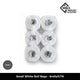 Small white roll bags supplied in a bulk carton of 6 rolls for retail, grocery and commercial use